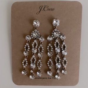 J.Crew crystal long chandelier earrings, new!